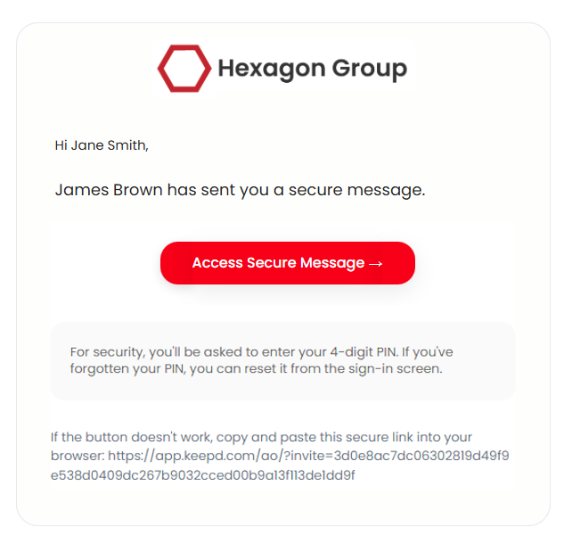 Example customer notification email