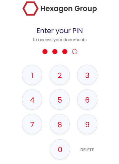 Customer PIN access screen